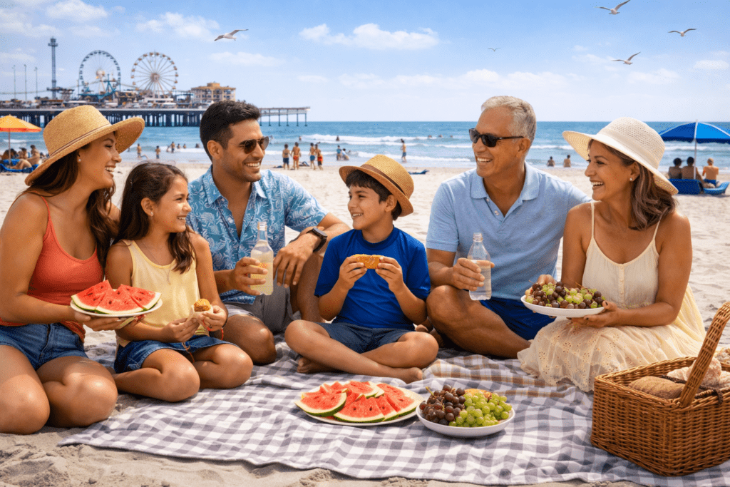 Family picnic at the beach